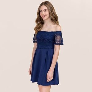 Dark Blue Off The Shoulder Dress